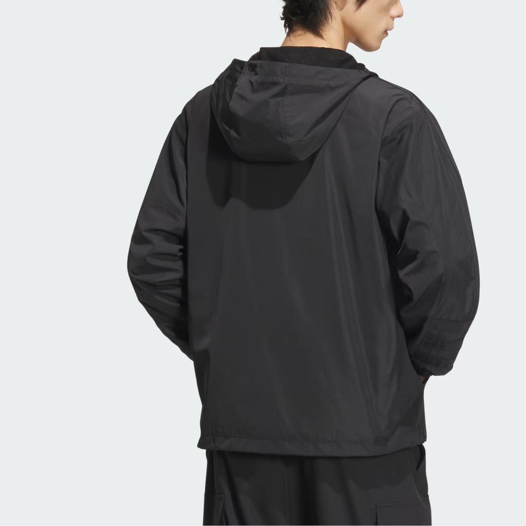 adidas Ветровка Originals Atlanta, однотонная, на молнии, спортивная, с капюшоном, мужская, черная, JD6392