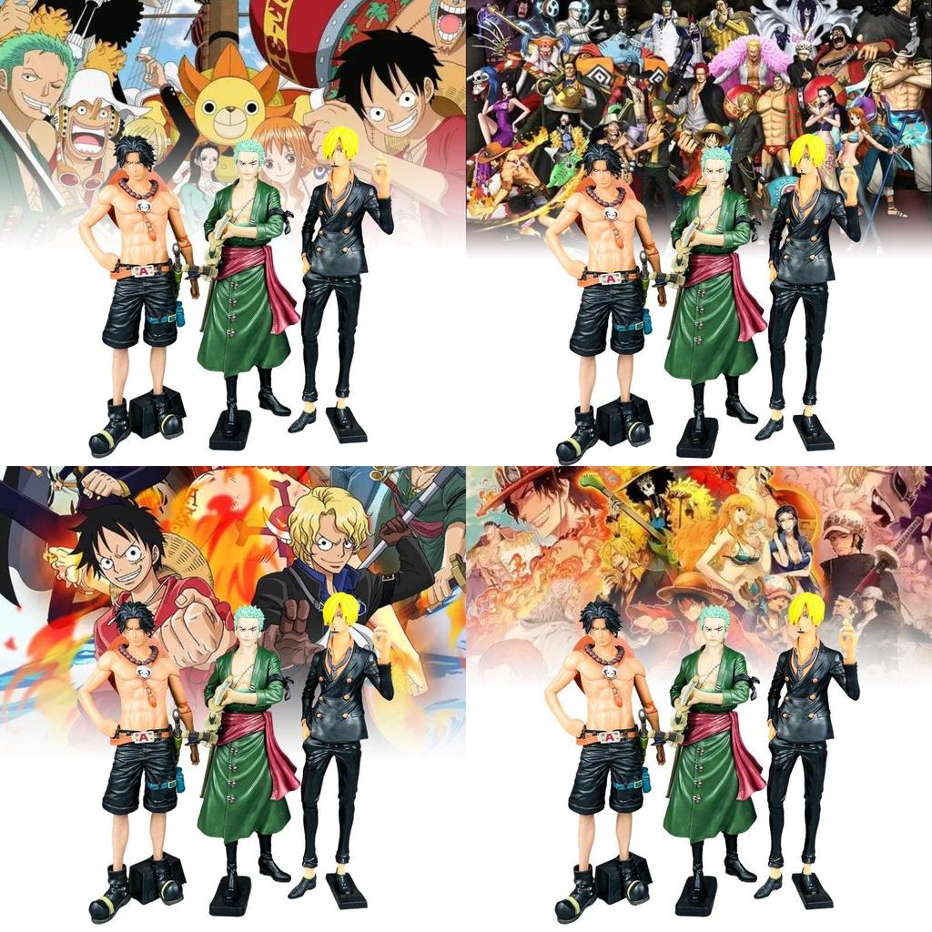 High Quality Pvc Anime Figure Set Featuring Confident Zoro Ace And Sanji Models