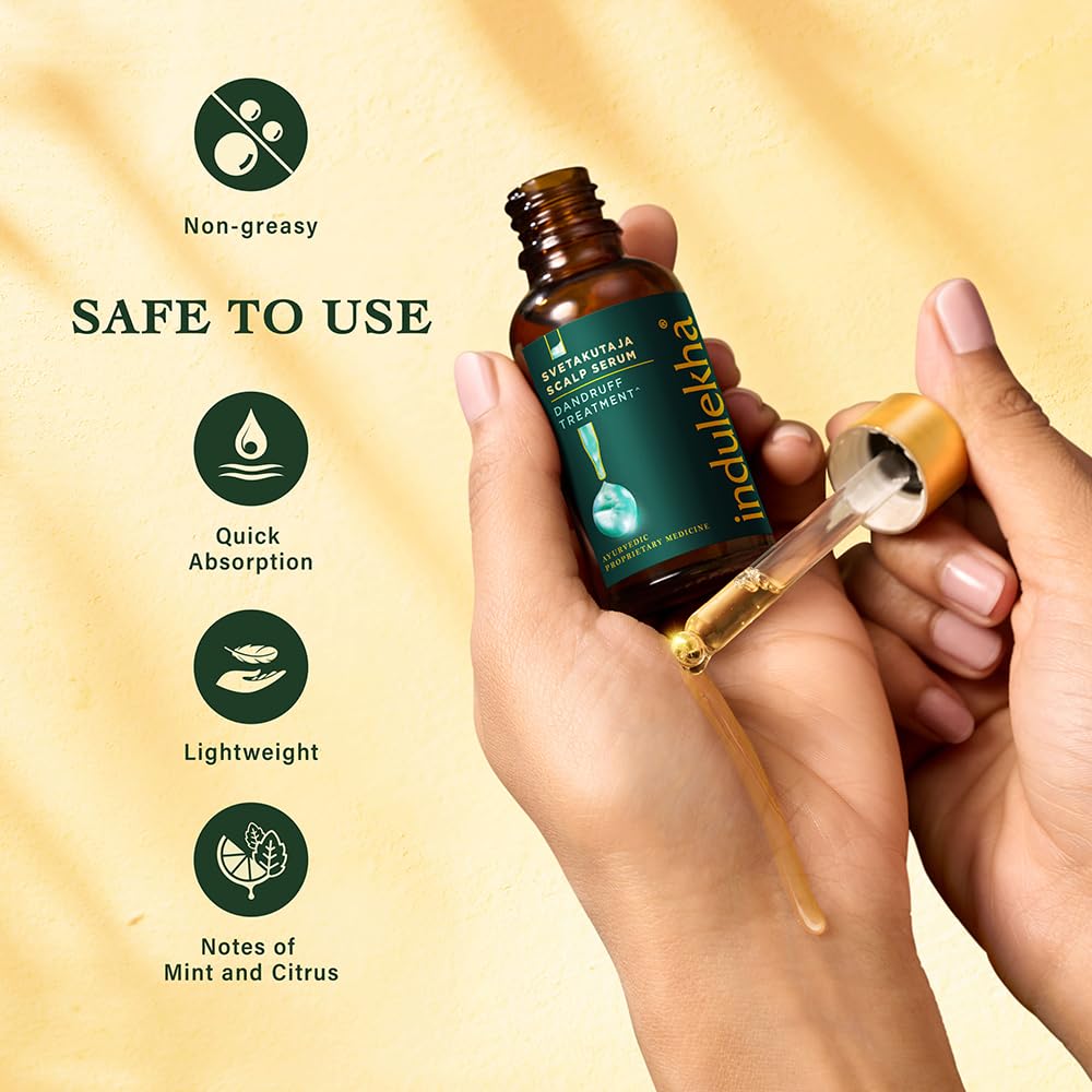 Indulekha Svetakutaja Anti Dandruff Scalp Serum 30ml | Ayurvedic Hair Care Solution For Itchy Scalp, Dryness Relief And Healthy Scalp Barrier Support