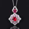 Новый продукт имитация красного корунда ожерелье цветок инкрустированный сапфир циркон ожерелье кулон женский