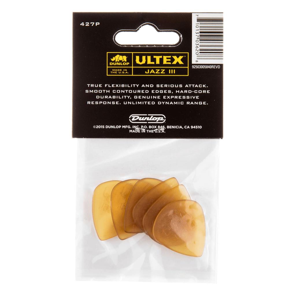 Guitar Picks Jim Dunlop 427P Ultex Jazz III, 1.38mm, 6-Pack