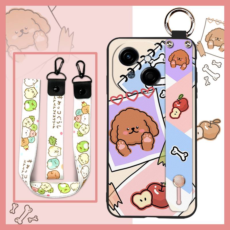 Waterproof Kickstand Phone Case For Tecno POP9 4G/Spark GO 1/KL4 Ring Silicone Wrist Strap Soft Case Cute Phone Holder