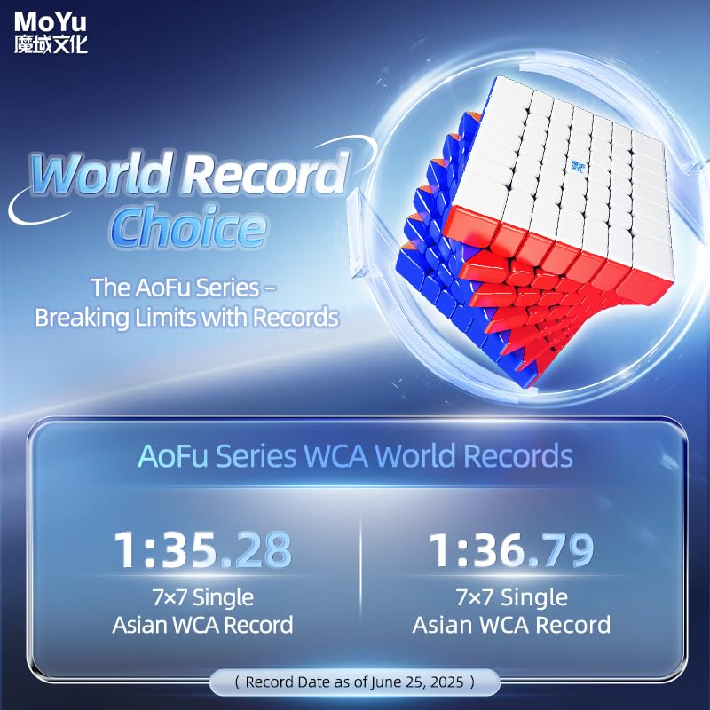 Кубик MoYu AoFu V5 7x7 Магнитный однослойный кубик [Оригинал], Пазл AoFu V5 из 144 частей с магнитами, 7x7x7 Магнитный однослойный, Без наклеек, Скоростной