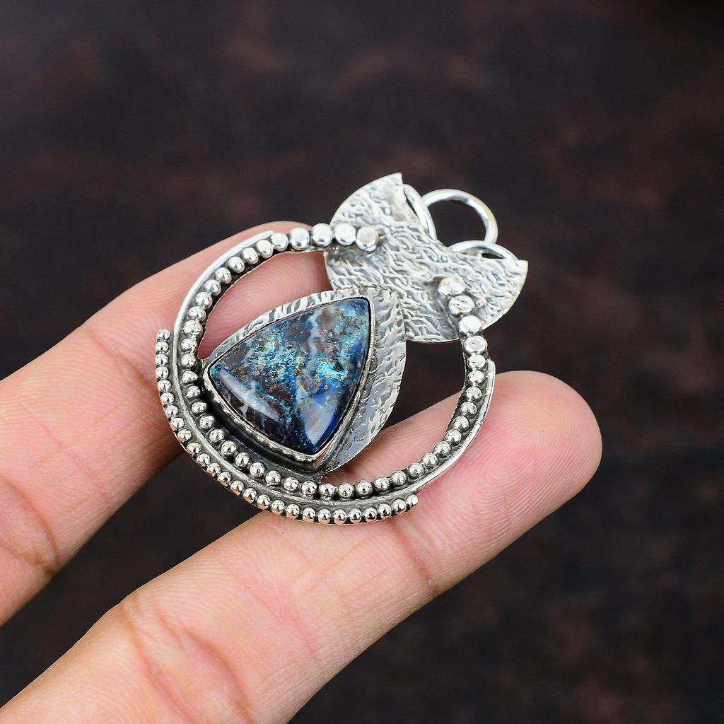 Азурит Малахит Подвеска Стерлингового Серебра 925 Подвеска Из Натурального Драгоценного Камня Ювелирные Изделия Ручной Работы Дизайнер Подвеска Подарок Для Жены Подвеска Из Исцеляющего Камня