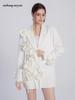2024 Spring White Floral 3D Design Casual Suit Jacket