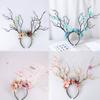 Flower Crown Hair Wreath Deer Antlers Headbands Reindeer Headdress Floral Headwears Holiday Wedding Photo Props