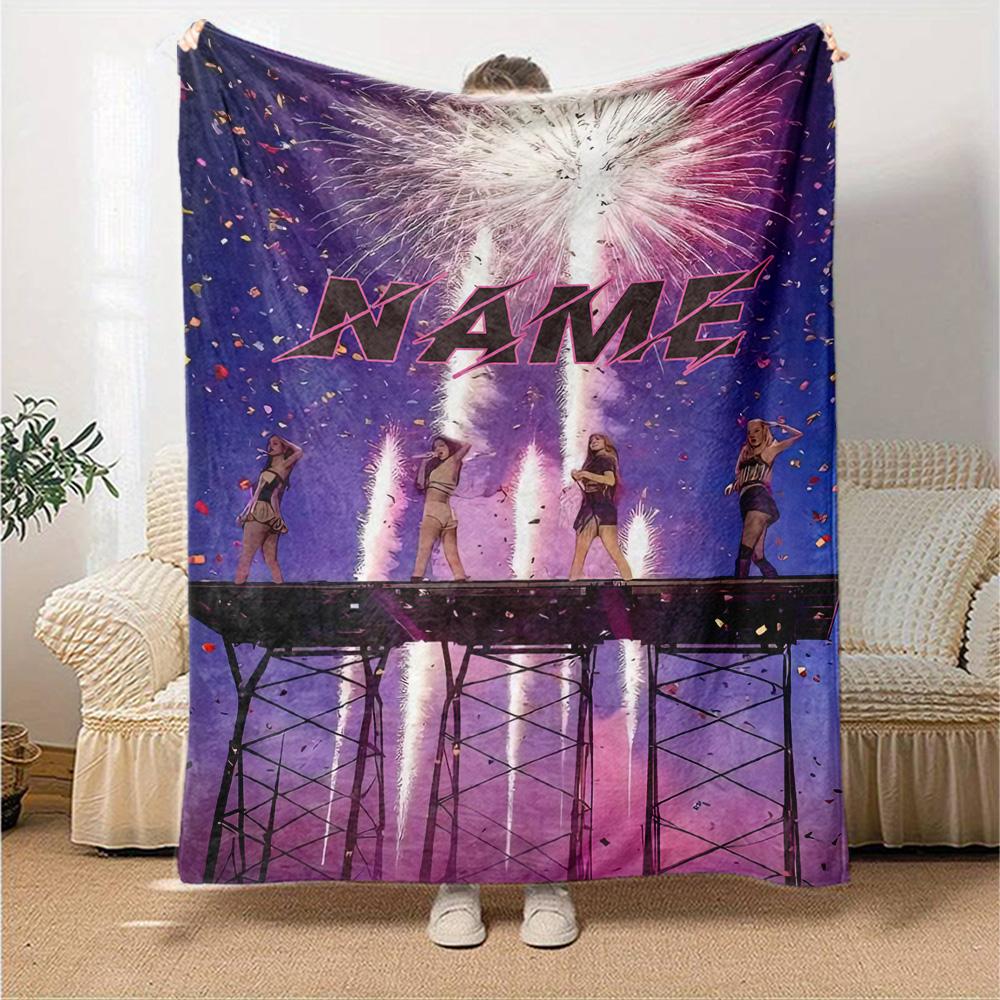 Fireworks Celebration Night Personalized Name Blanket Multi-purpose Personalized Blanket Warmthful Decor for Home Decor Picnics Chair Office