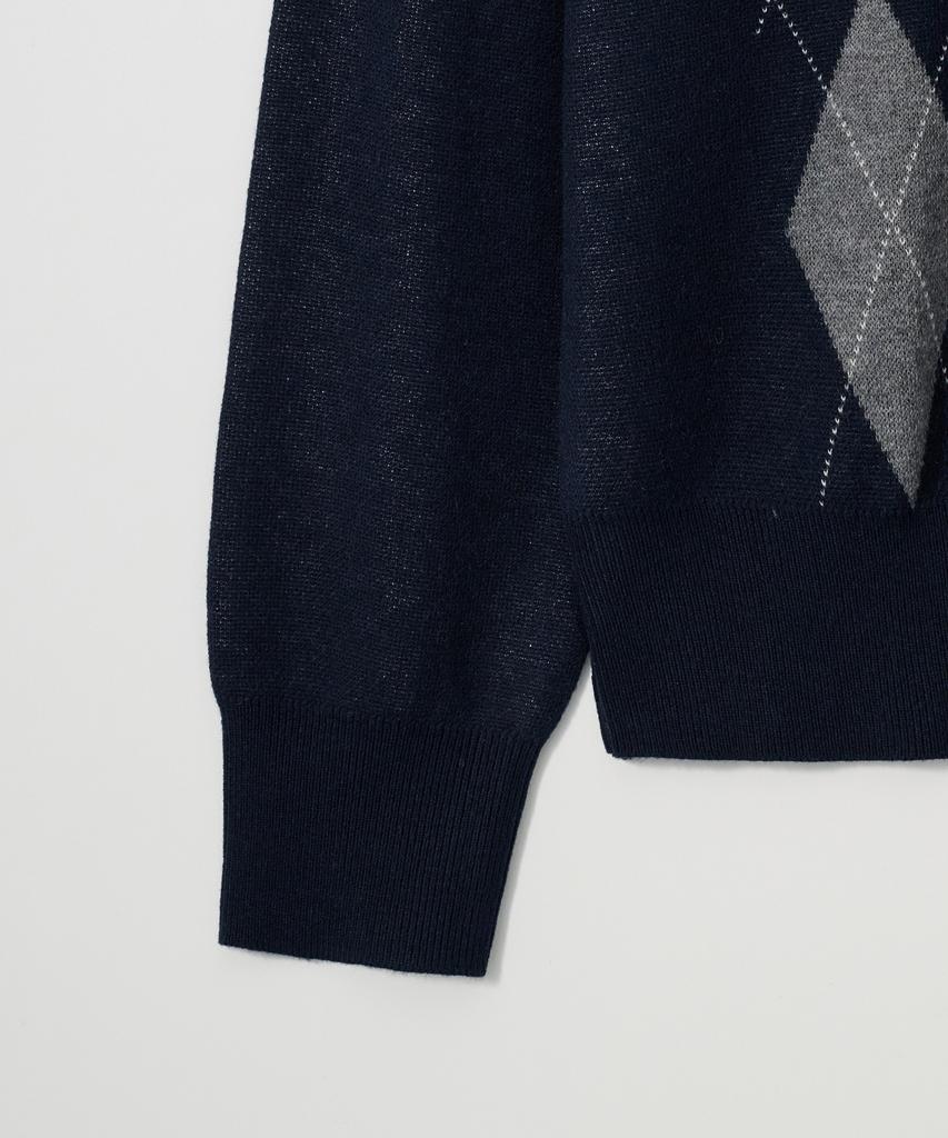 JOJILONG Jn154 Classic Argyle Collar Knit - Navy