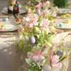 Easter Garland Artificial Floral Spring Garland with Foam Eggs Flowers for Mantle Fireplace Easter Party Indoor Outdoor Decoration