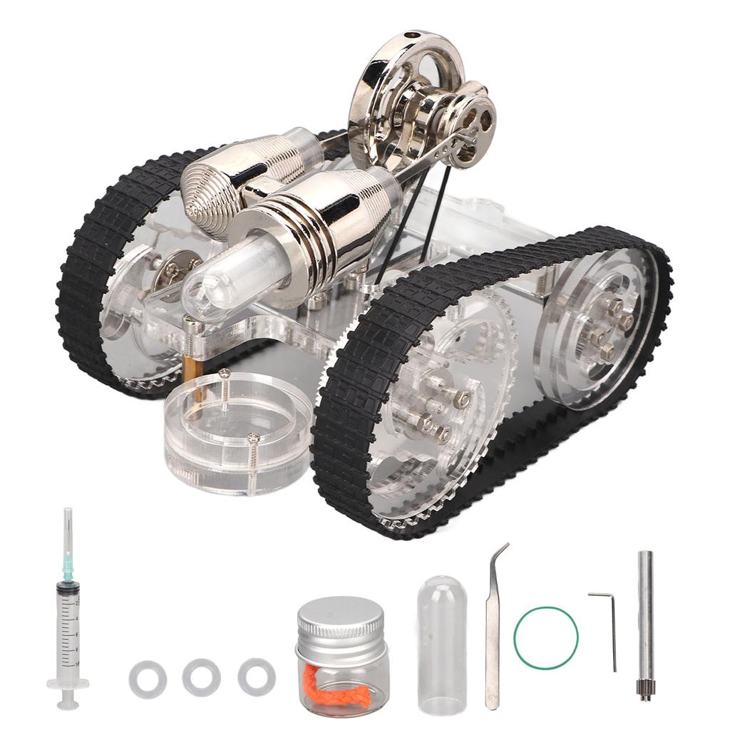 Stirling Engine Model Kit Novel Interesting Tank Car Shape Stirling Scientific Physical Model for Learning Props Gifts