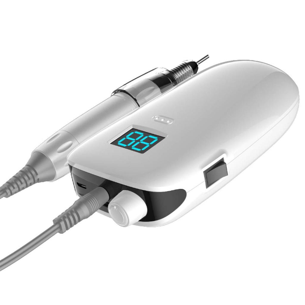 Naism Professional Портативная машинка для ногтей Беспроводная зарядка Тип M8002 Электрическая машинка для ногтей Дрель для ногтей Удобная перезаряжаемая (белый)