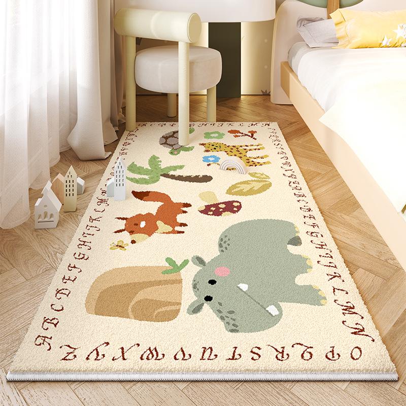 Детский мультяшный плюшевый прикроватный коврик - Искусственный кашемир, Милый и утолщенный напольный коврик для спальни девочки.