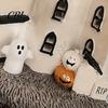 Gothic Home Decor Accents Vintage Light-Up Cottage Halloween Decoration, Ghost Pumpkin Village House LED Lighted Miniature Building Figurine,