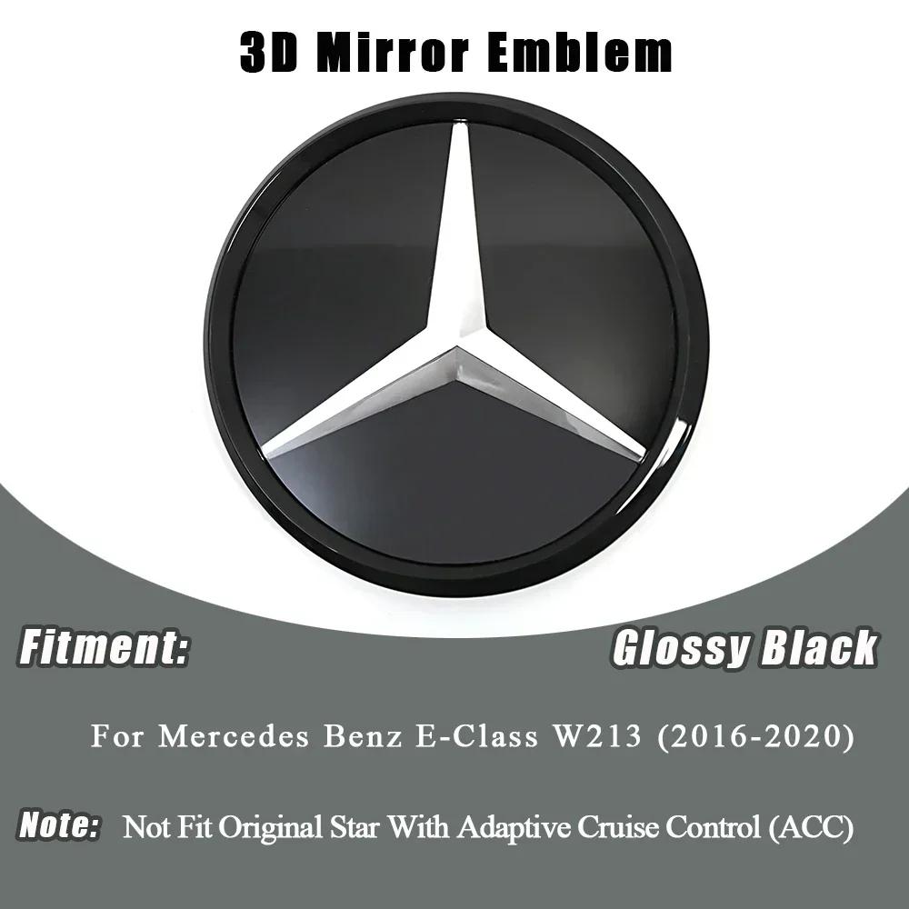 C200 E200 New 2025 For Mercedes Benz 3D Mirror Front Grille Star Emblem Logo Glossy Black And Chrome Silver For Mercedes Benz E-