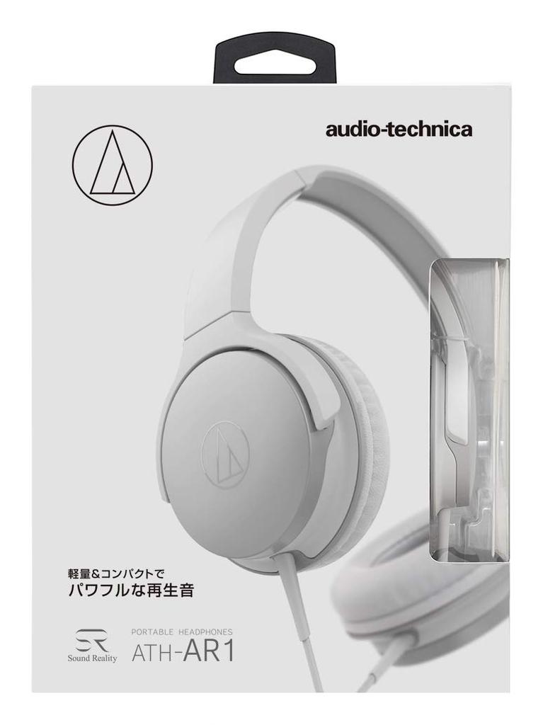 Audio Technica WH Headphones Wired Silver White ATH-AR1