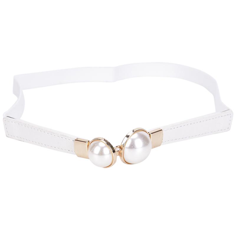 Women Elastic Waist Seal Belt Pearl For Dresses Skirt Waistbands Wasit Belt