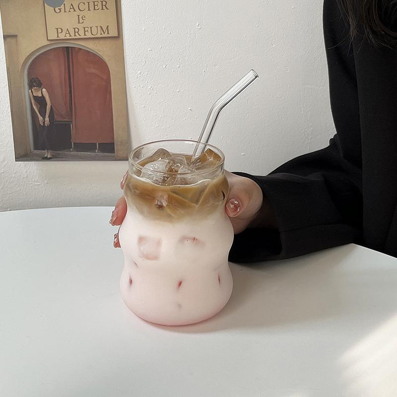 1 шт., стеклянная чашка для чая с молоком, Ins Style, чашка в форме облака, пухлая спиральная чашка, нестандартная форма, стеклянная чашка для кофе, чашка для холодных напитков из боросиликатного стекла