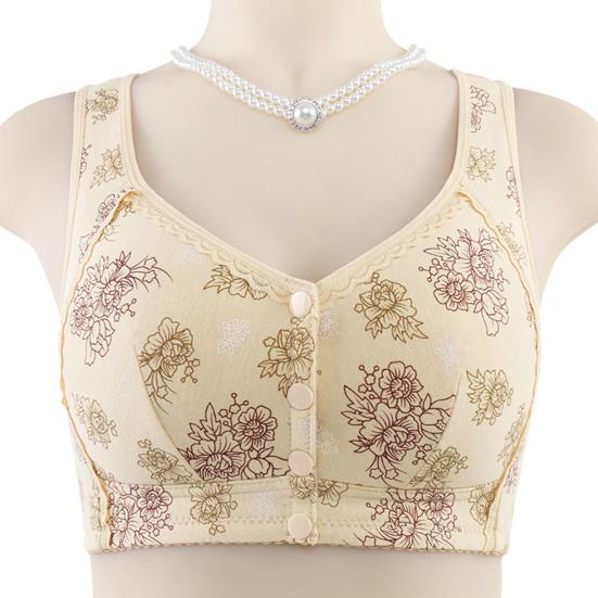 Женский спортивный бюстгальтер с ремешком на передней кнопке, беспроводной, с хорошей застежкой, с цветочным принтом, эластичный, воздухопроницаемый на плечах, противоударный, пуш-ап