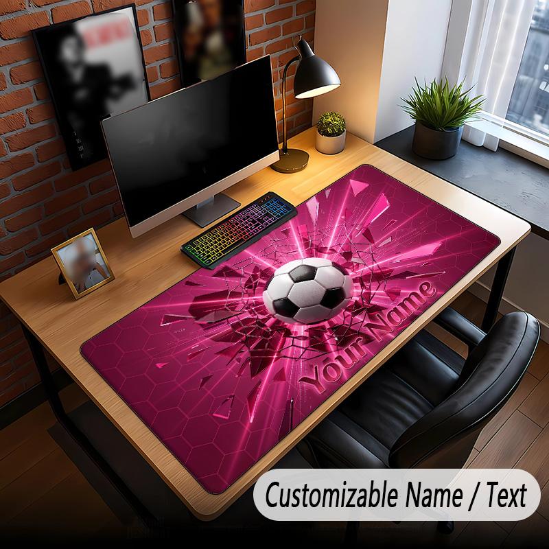 Soccer Theme Custom Mouse Pad Personalized With Name Text Customized Desk Mat For Office Home Decor
