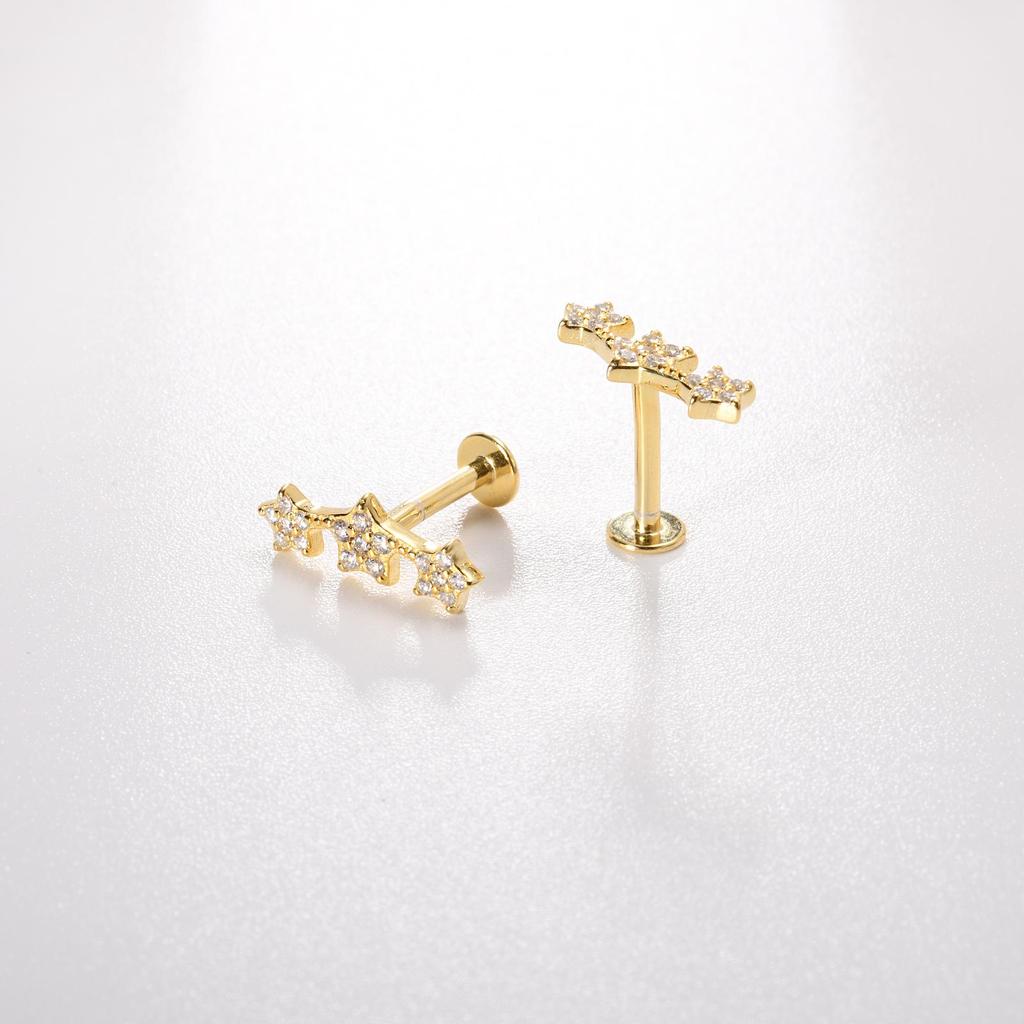 ANDYWEN Серьги-гвоздики с тремя звездами из стерлингового серебра 925 пробы, роскошные ювелирные изделия для пирсинга, 2023, свадебные украшения