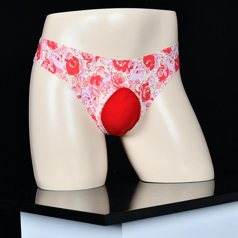 Мужские стринги Qinghe весна-лето с низкой талией, тонкие, дышащие и бесследные, из ледяного шелка, с принтом яиц, трусы с леопардовым принтом