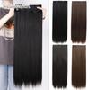 Длинный прямой зажим для наращивания волос с 5 зажимами, синтетическое волокно, термостойкий шиньон, цельный черно-коричневый волос