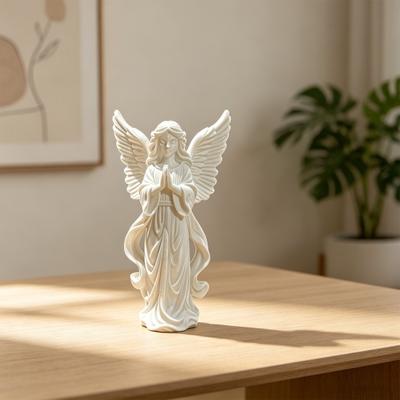 Фигурка молящегося ангела Yousheng, 3D-печатная статуэтка с ангельскими крыльями, Маленькая скульптура ангела-хранителя для рабочего стола, дома, офиса, автомобиля