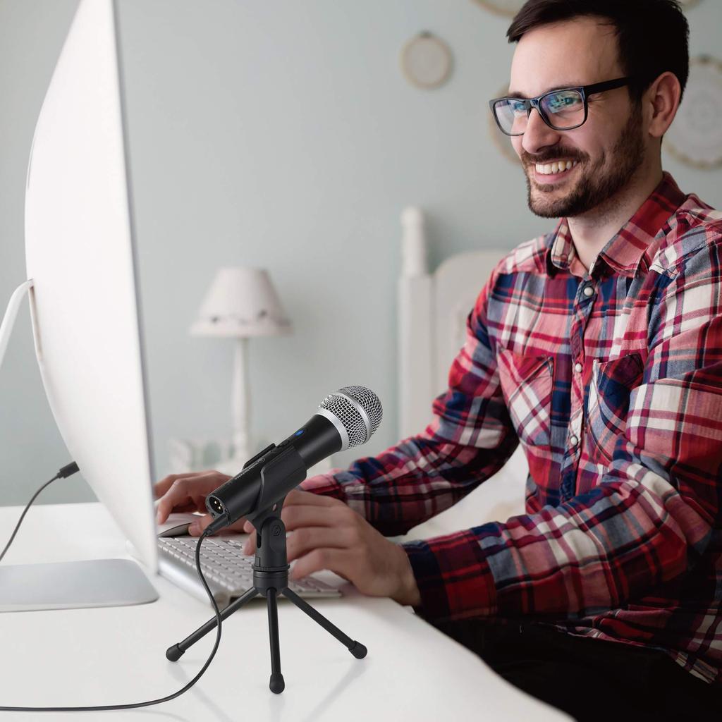 USB-микрофон для комментариев, черный audio-technica Удаленная работа/Работа на дому/Прямая трансляция/Запись/Подкаст/Прямая трансляция ATR2100x-USB