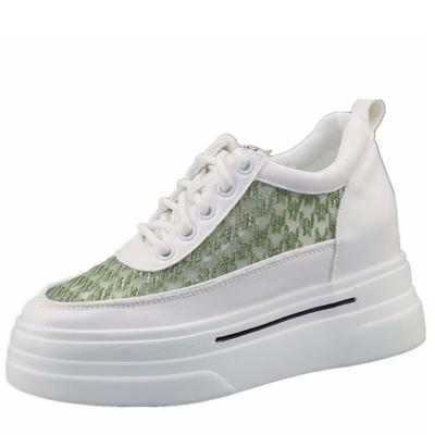 Мода Увеличение роста 8 см Женская обувь Корейская версия Летняя сетчатая дышащая белая обувь На толстой подошве Маффины Повседневная обувь Сетчатые кроссовки