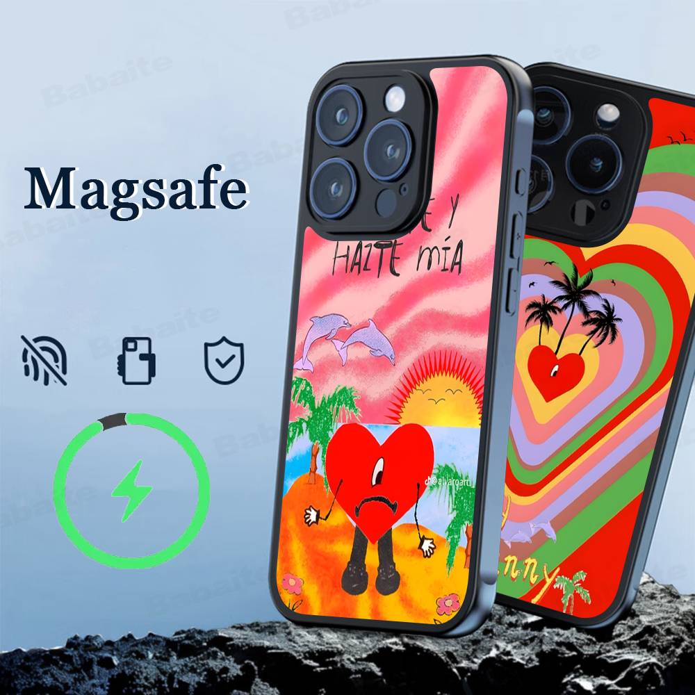 Bad B-Bunny Rapper Phone Case Phone Case For iPhone 16 14 13 12 11 15 Pro Max For Magsafe Magnetic Wireless Charging Cover
