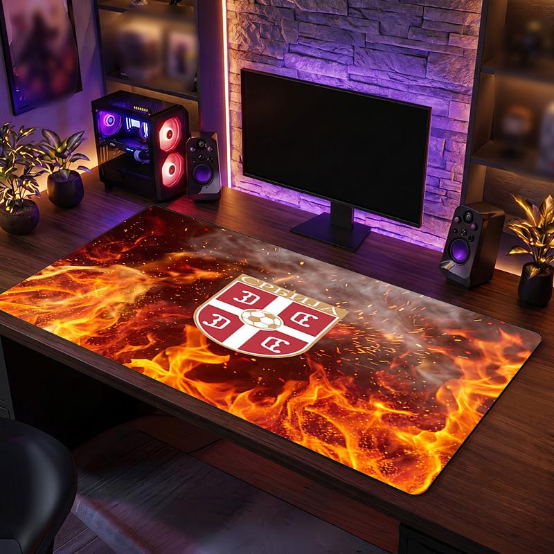 X2515==Serbia Crest Mouse Pad, Extended Non Slip Rubber Desk Mat for Gaming Office Laptop Fan Gift