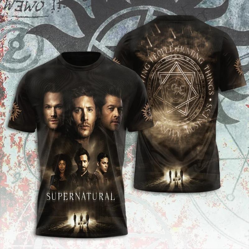 Supernatural TV Series 3D Printing Tshirt Fashion Men Women Harajuku Short sleeve O-neck Tee Top Oversized Man Cosplay Tees