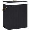 VidaXL Laundry Basket with Single Section Black Bamboo 83 L 320758