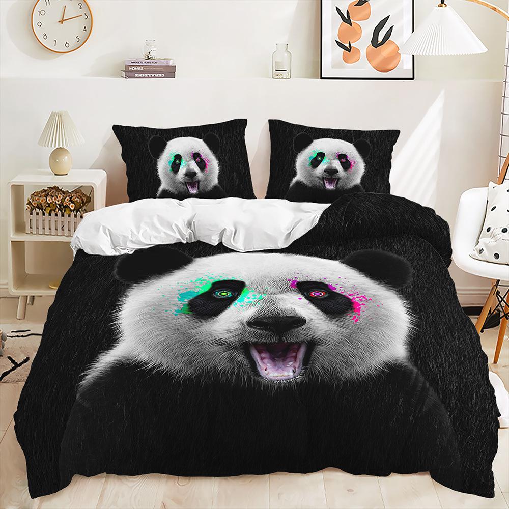 Кровать из трех частей Dark Wind Animal Leopard Panda Kit Пододеяльник из двух частей Спальня