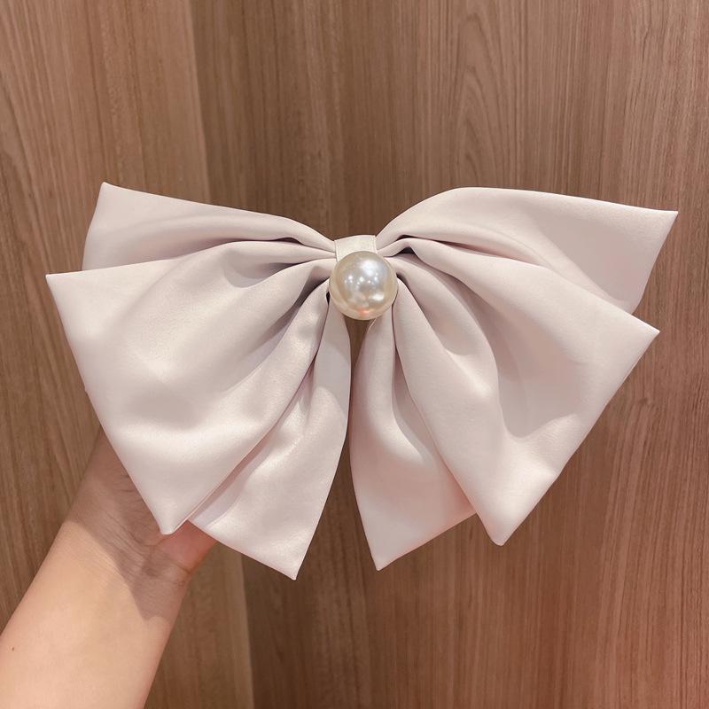 Korean Satin Bow Hairpin for Women - Large Drape Ponytail Clip