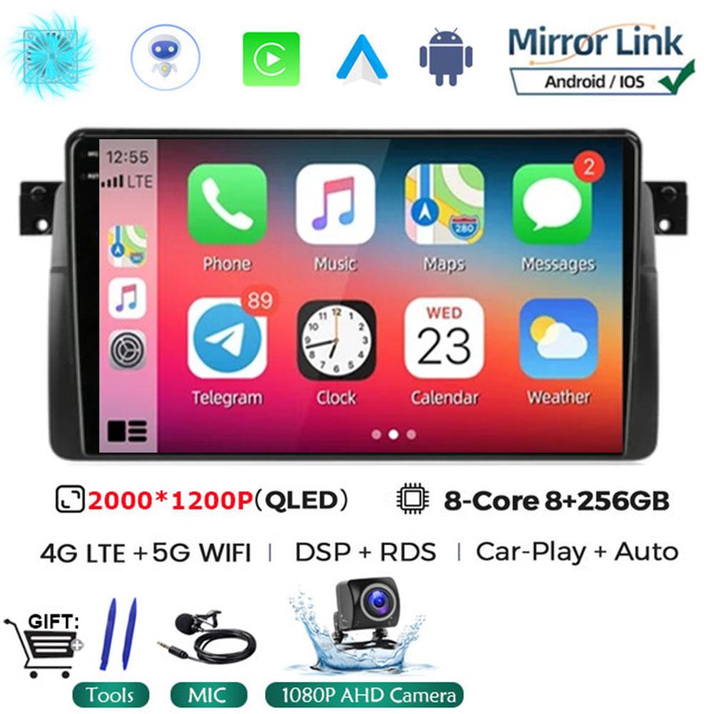 Android 14 Carplay WIFI+4G для BMW E46 M3 1998-2006 Автомобильный Радио Мультимедиа Видео Плеер Стерео GPS DPS Головное Устройство 360 Камера BT