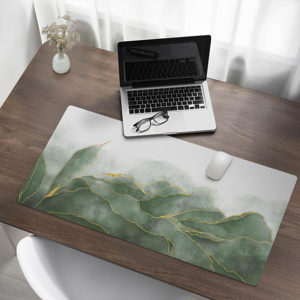 Mata Ochronna Podkładka Na Biurko Stół Blat Zielone Fale Sztuki 100X50 Cm