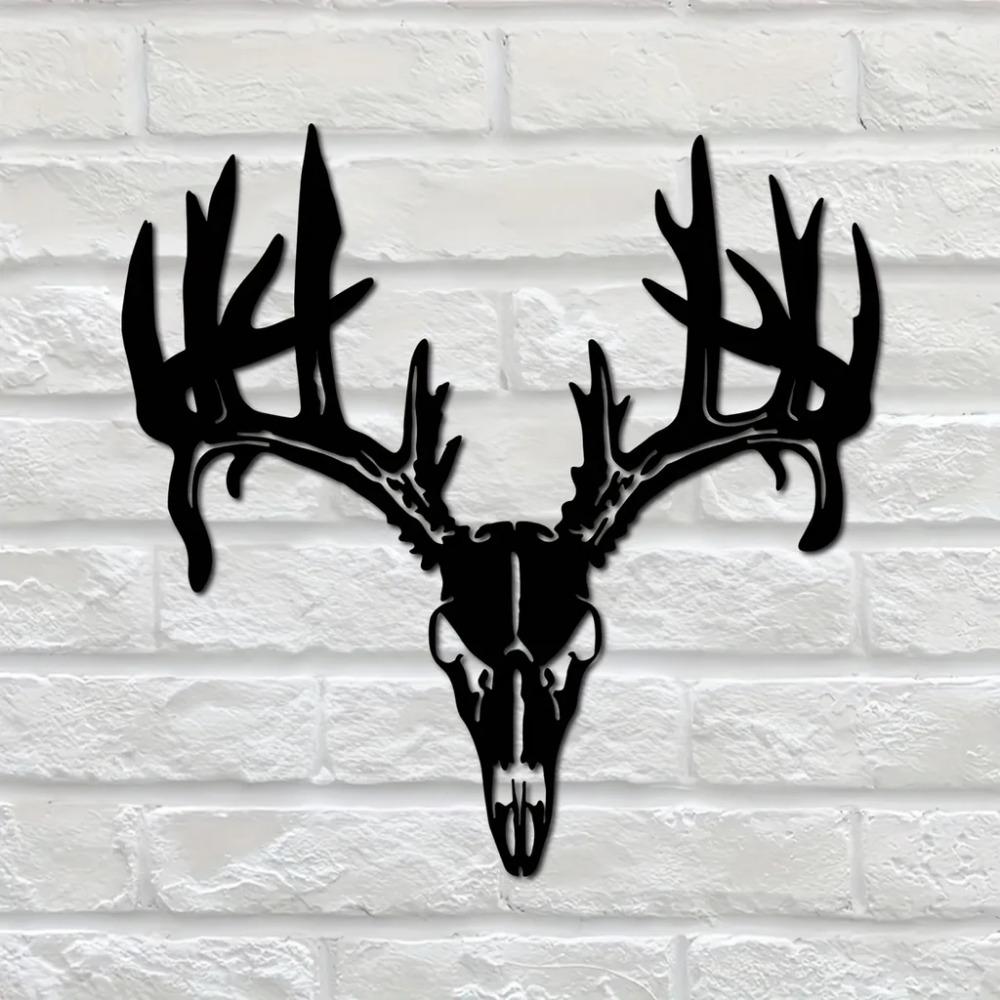 Металлический настенный декор «Искусство оленя» - Знаки «Череп и голова оленя» - Железные изделия для гостиной - Уникальное металлическое настенное искусство и наклейки
