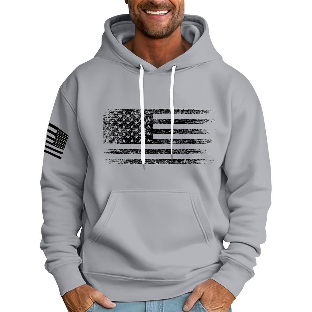 Мужская свободная толстовка с капюшоном и принтом флага, мужская повседневная модная спортивная толстовка
