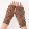 Autumn Winter Solid Color Warm Soft Comfy Half Finger Gloves Cable Knit Fingerless Typing Gloves In Common Size