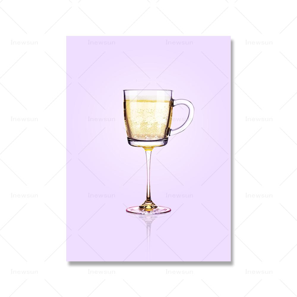 Pizza Champagne Fruit Cream Poster and Print Cartoon Food Canvas Painting Wall Art Pictures Kitchen Bar Club Room Home Decor