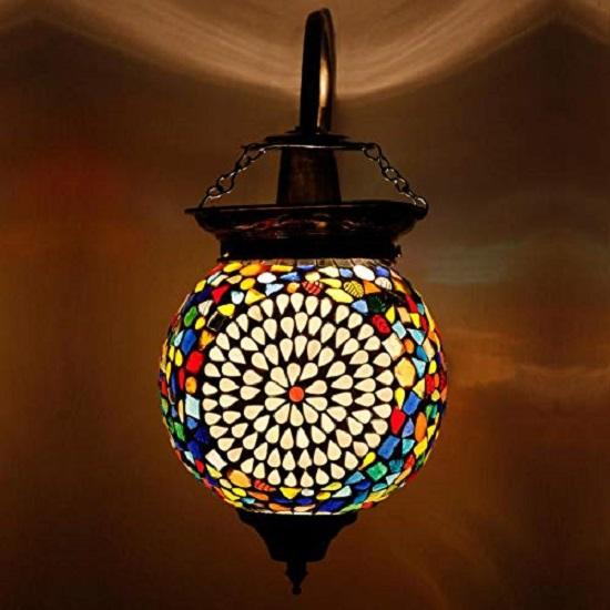 Настенный светильник из стекла в форме шара для украшения гостиной дома, турецкая лампа (Многоцветный, лампочка в комплект не входит