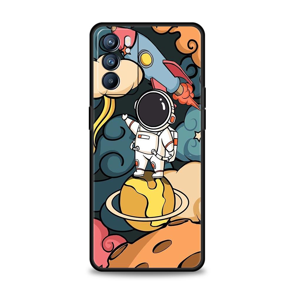 Мультяшный Милый Чехол Космонавт Для Телефона Oppo Reno 13 12 11 10 7 F Find X5 X6 A98 A80 A79 A78 A57 A54 A31 A17 Pro 5G Мягкий ТПУ Чехол