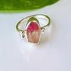 Кольцо из серебра 925 пробы с редким розово-белым необработанным турмалином, подарочное кольцо из США