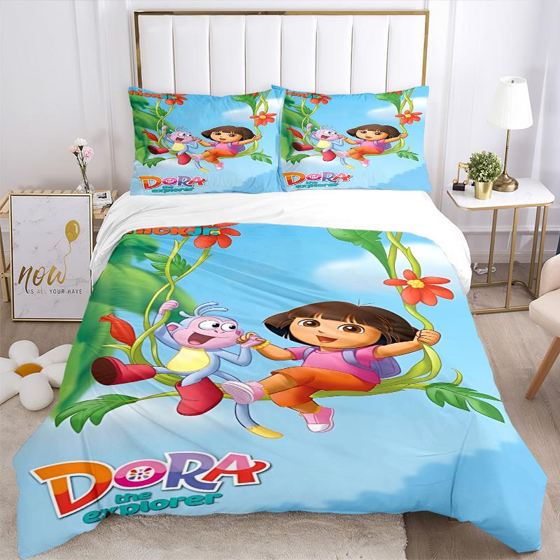 Dora Adventure Print 3Pcs Bedding Setduvet Cover With 2 Bedropillowcase Home Birthday Gift