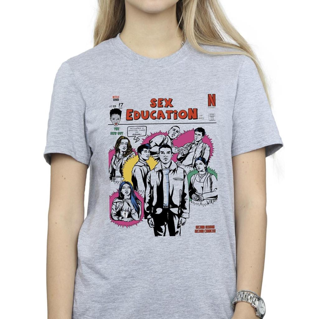 Netflix Womens/Ladies Sex Education Magazine Cover Cotton Boyfriend T-Shirt
