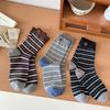Vintage Striped Button-Embellished Socks Boneless Mid-Leg Socks Are Trendy And Wear Versatile Stacks Of Socks