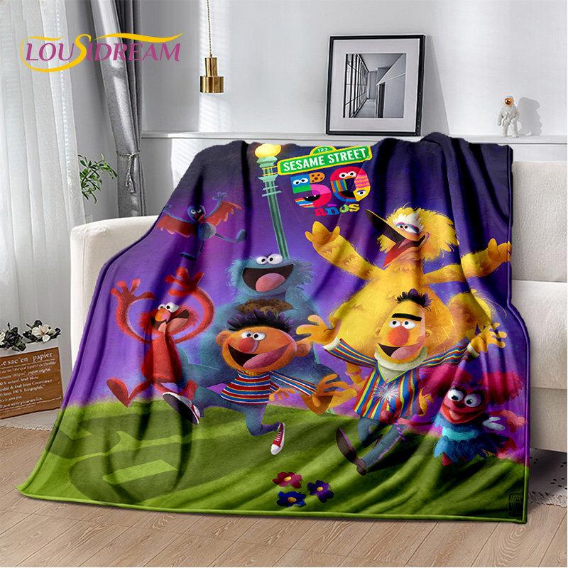 TV Sesame Street Cute Cartoon Soft Plush Blanket,Flannel Blanket Throw Blanket for Living Room Bedroom Bed Sofa Picnic Cover Kid