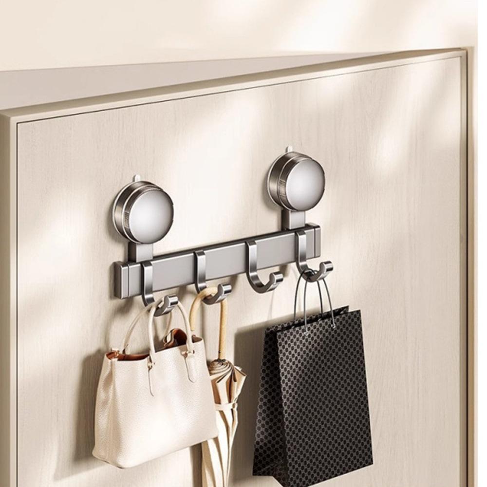 Punch Free Suction Cup Hooks Aluminum Alloy Bathroom Clothes Hooks Creative Towel Key Hangers  Door