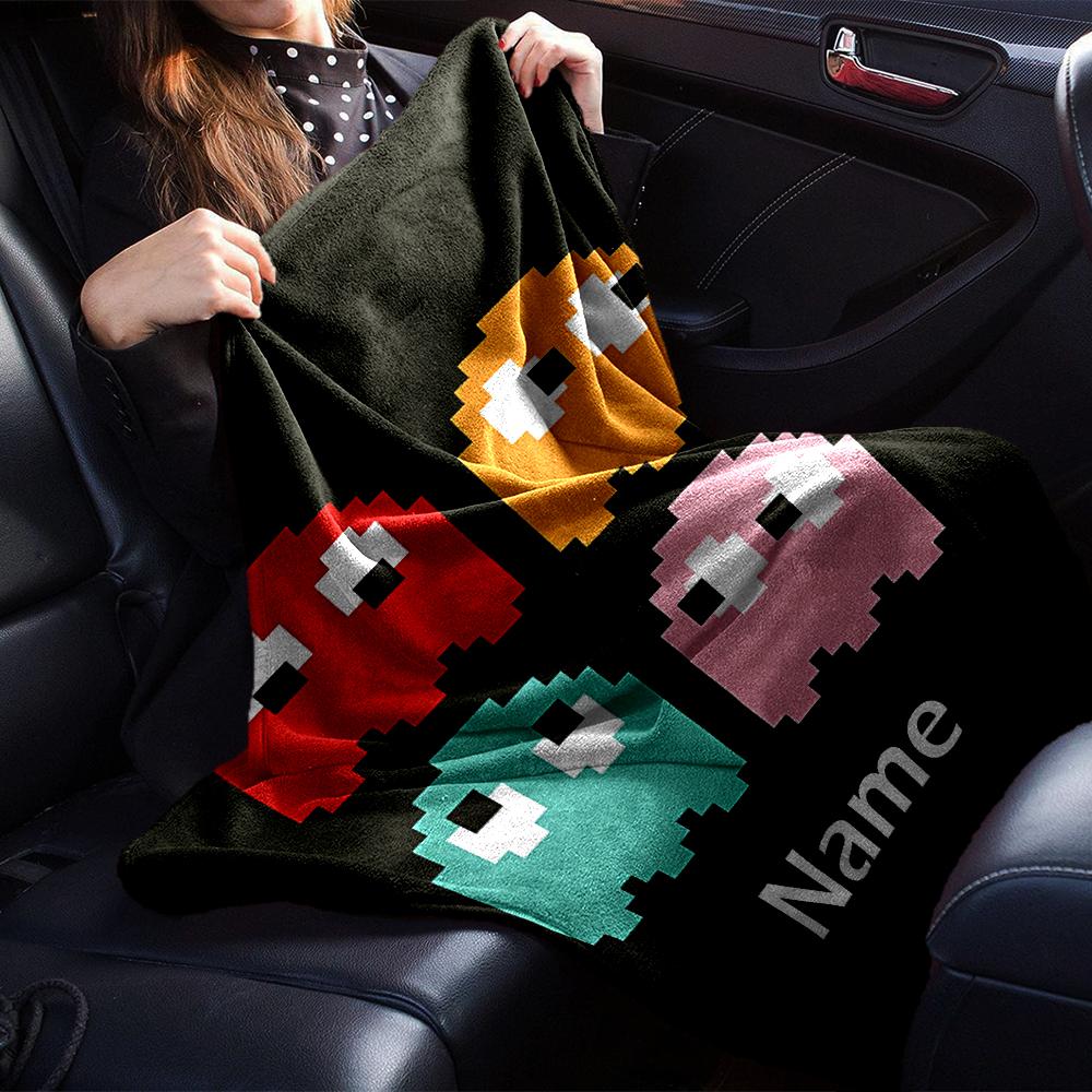 Custom Name Pac-Man Theme Printed Blanket - Perfect for Couch, Bed, Travel & Outdoor Use | Machine Washable, Cozy & Durable.